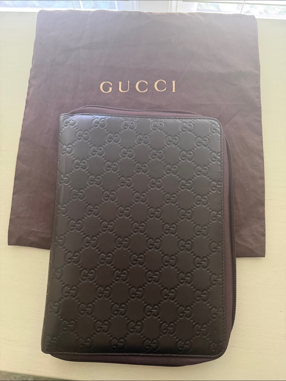 Gucci Brown Embossed GG Large Agenda Organizer